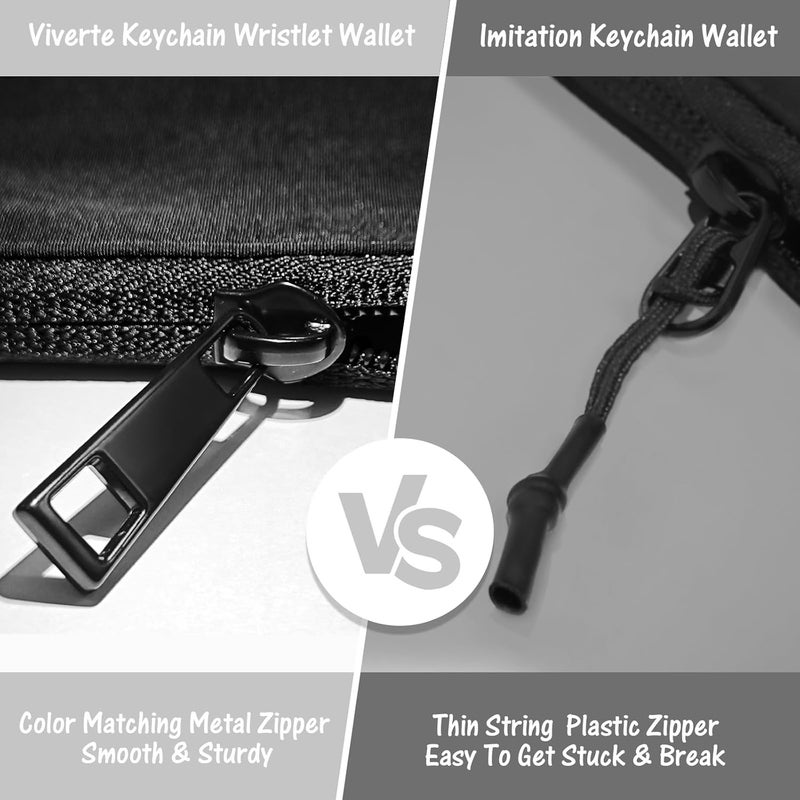 Viverte Mini Zip Around Keychain Wristlet Wallets Small Portable Dual Pounch Wristlet Detachable Coin Purse Pocket Gifts for Women Travel Sports Outdoors (Black+ White) - Image 5